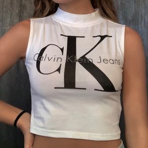 SOLD-Calvin Klein turtleneck, sleeveless crop top